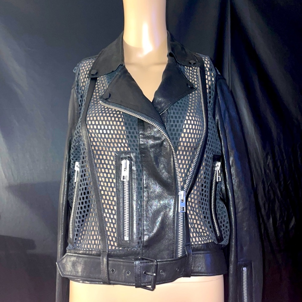 😍ALL SAINTS BLACK MESH LEATHER JACKET😍